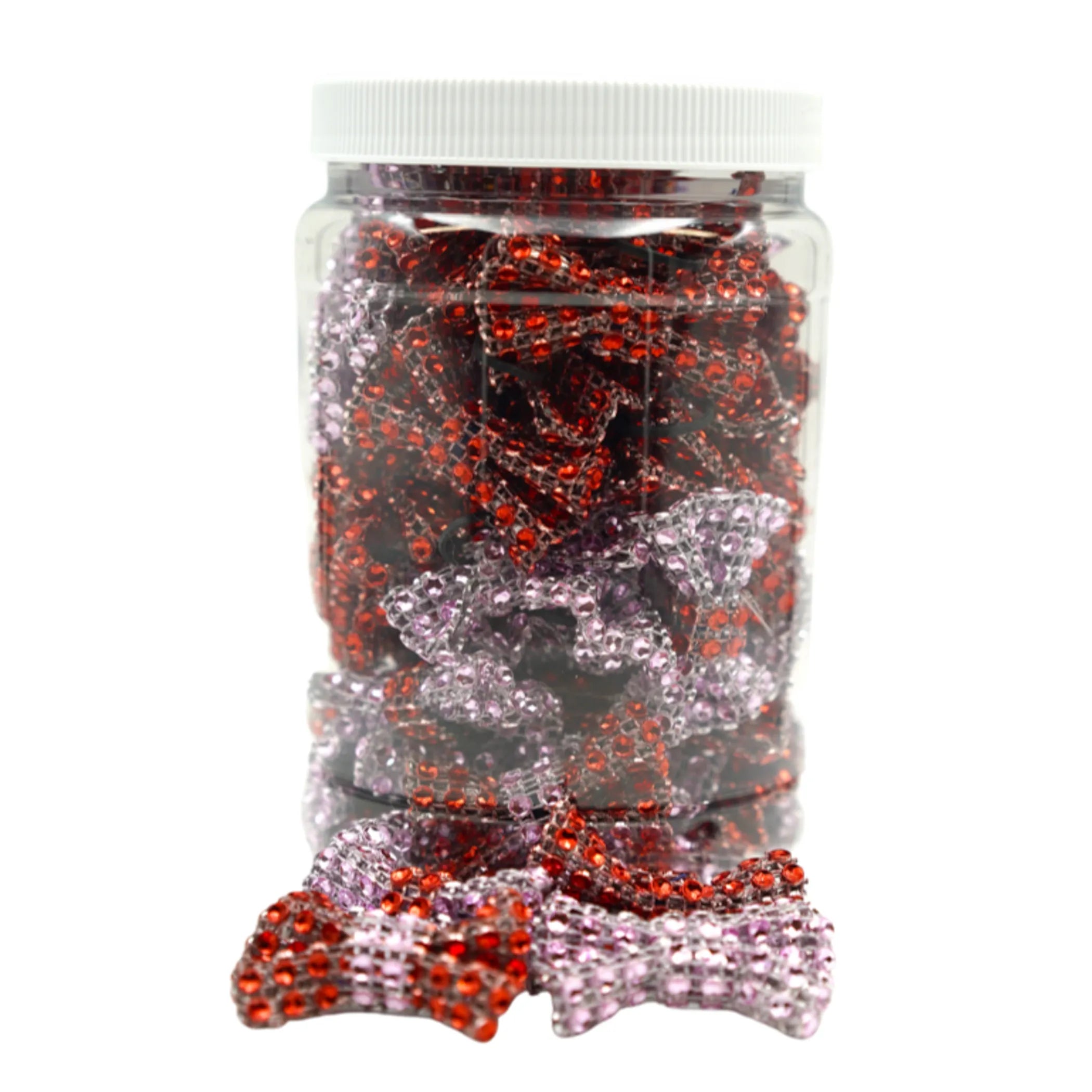 GG001VA | Groomers Jar | 50-100 dog bows in a jar - Valentine Bling|Pets Ribbons