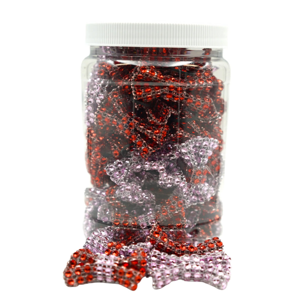 GG001X | Groomers Jar | 50-100 dog bows in a jar - Bling Valentines 1.5"|Pets Ribbons