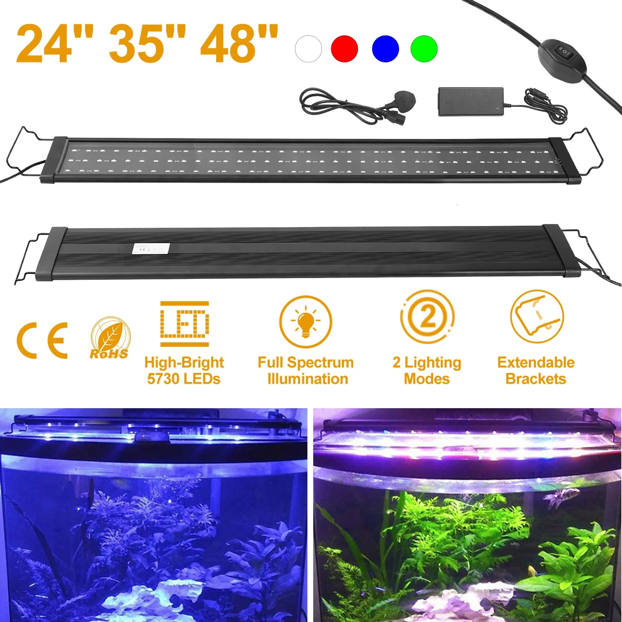 LED Aquarium Light Multi-Color Full Spectrum Freshwater Fish Tank