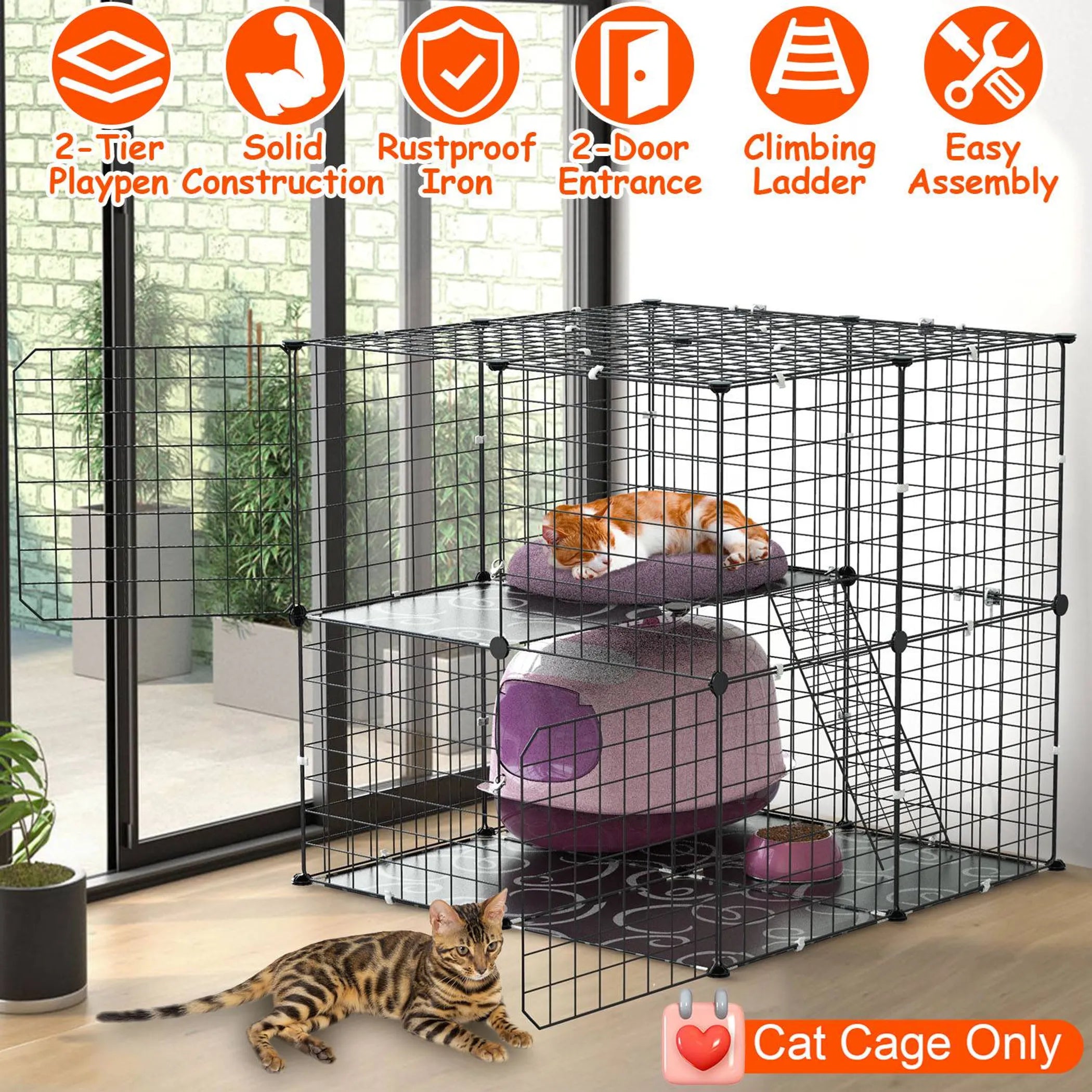 2Tier Cat Cage Playpen Indoor Pet Enclosures Kitten Kennel House
