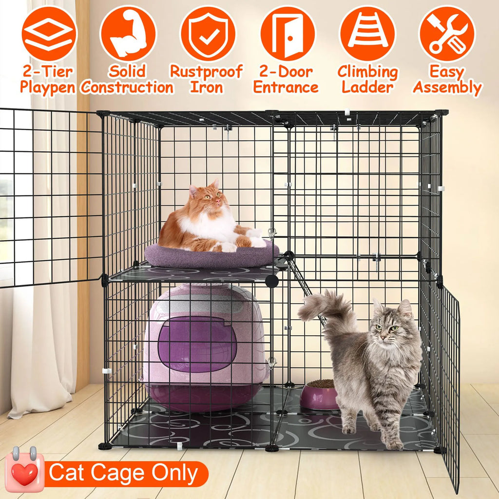 2Tier Cat Cage Playpen Indoor Pet Enclosures Kitten Kennel House