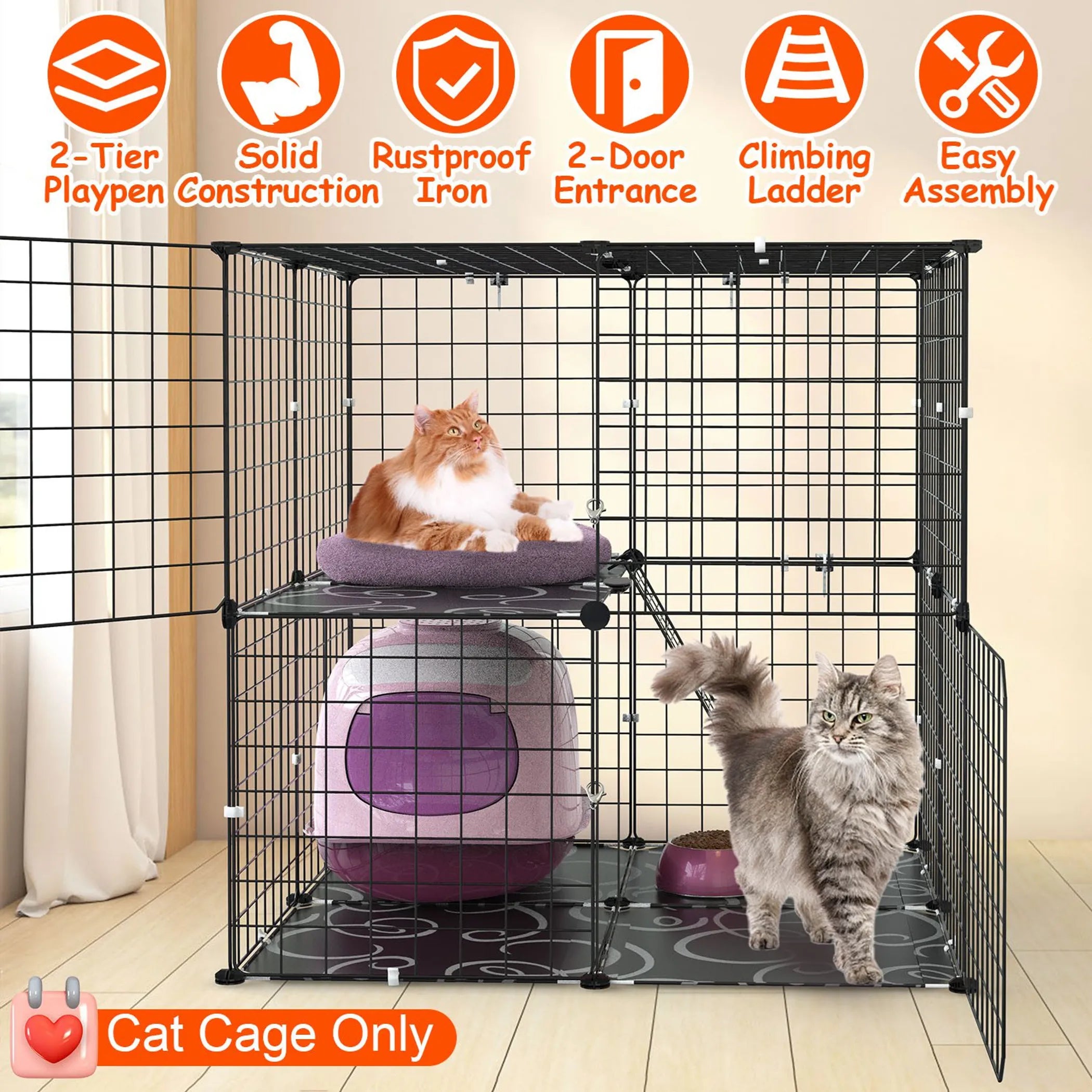 2Tier Cat Cage Playpen Indoor Pet Enclosures Kitten Kennel House