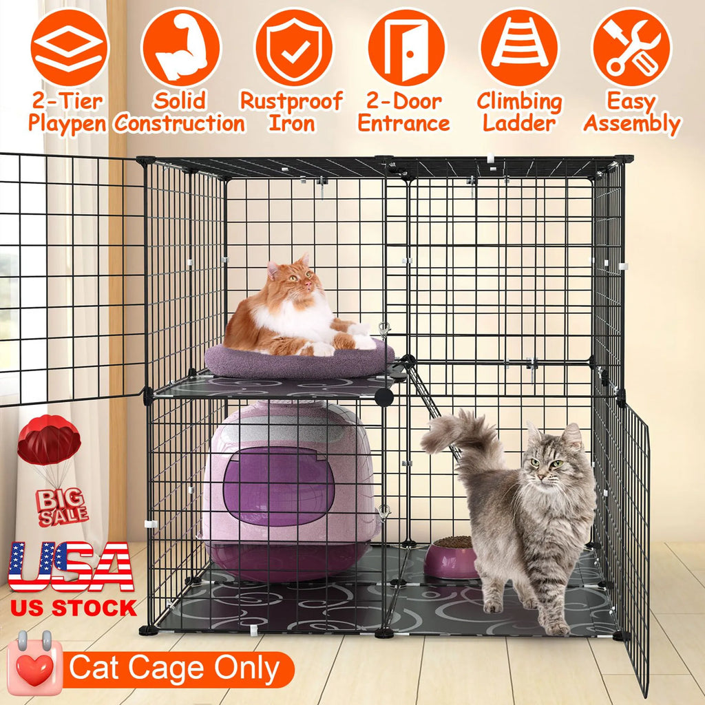 2Tier Cat Cage Playpen Indoor Pet Enclosures Kitten Kennel House