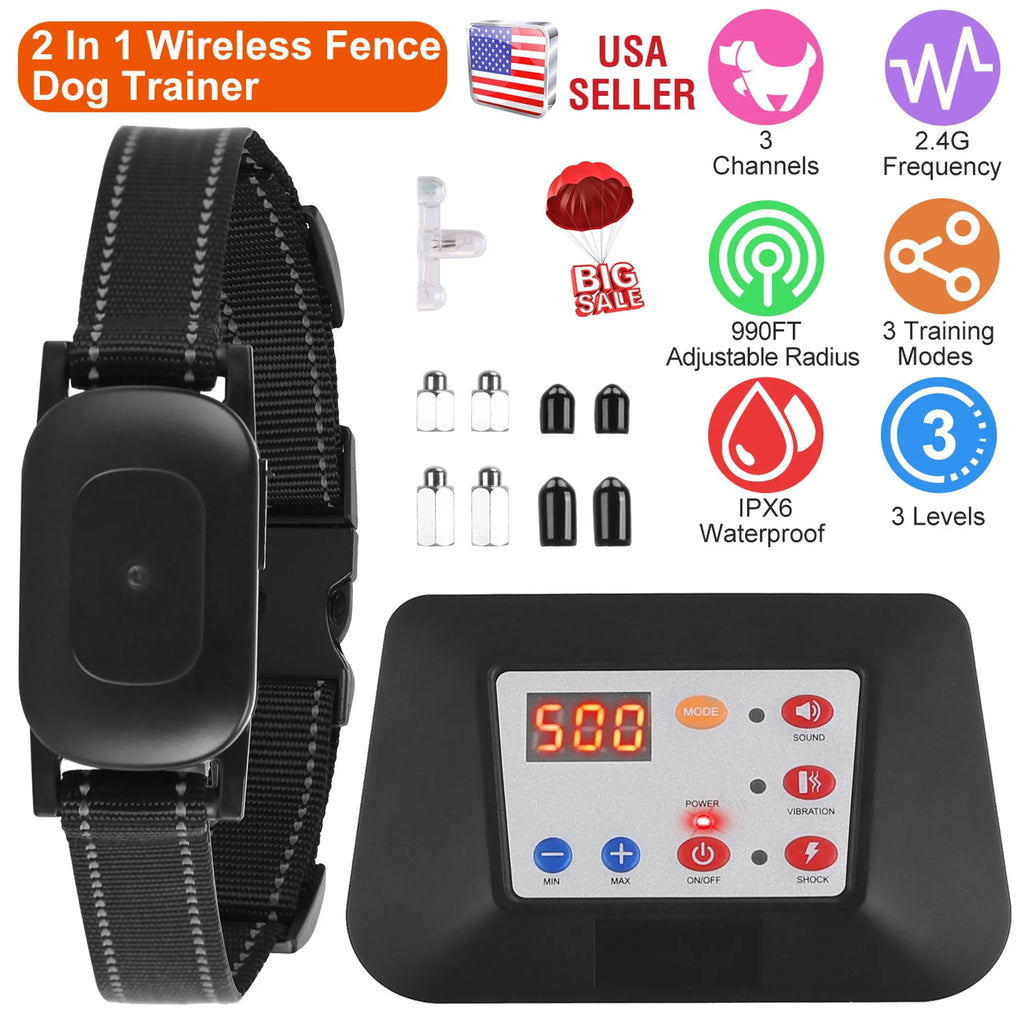 990FT Radius Dog Training Collar Wireless Fence