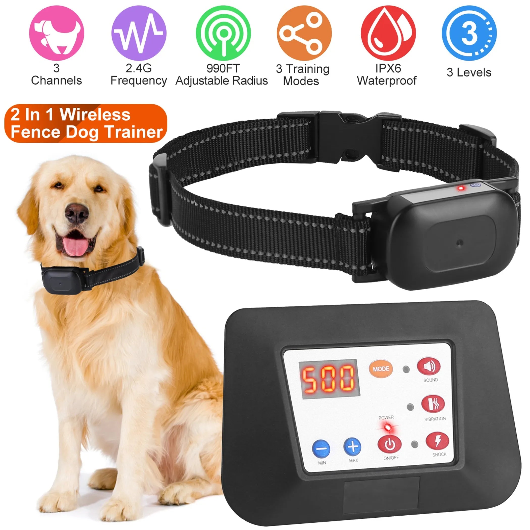 990FT Radius Dog Training Collar Wireless Fence