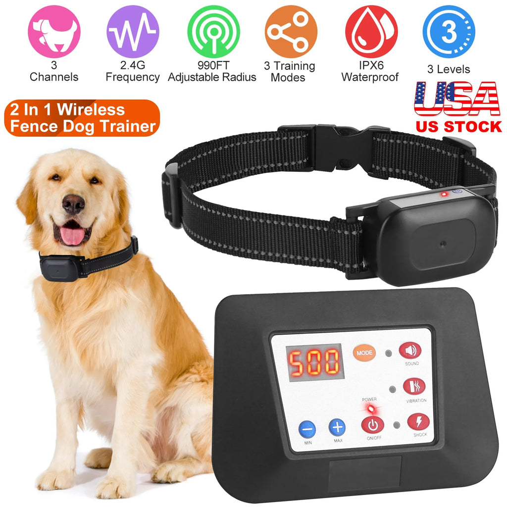 990FT Radius Dog Training Collar Wireless Fence