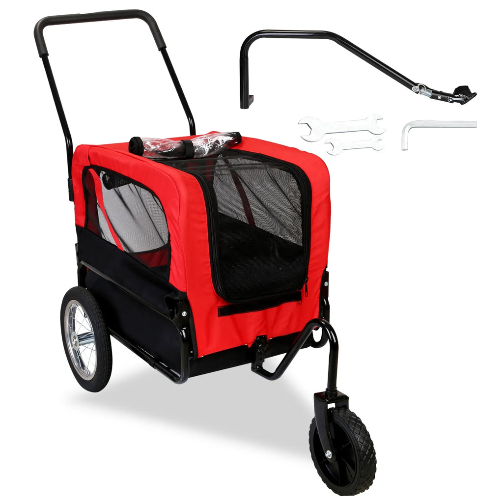 2-in-1 Pet Bike Trailer And Stroller