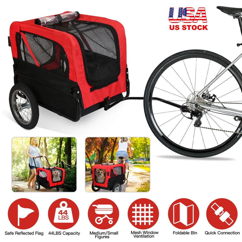 2-in-1 Pet Bike Trailer And Stroller