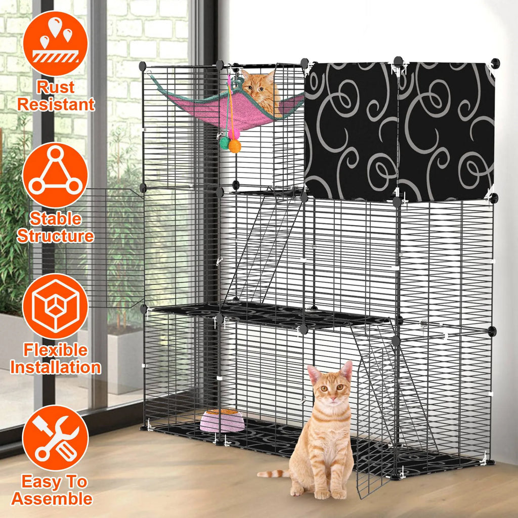 3-Tier Cat Cage Enclosure Indoor Cat Cage