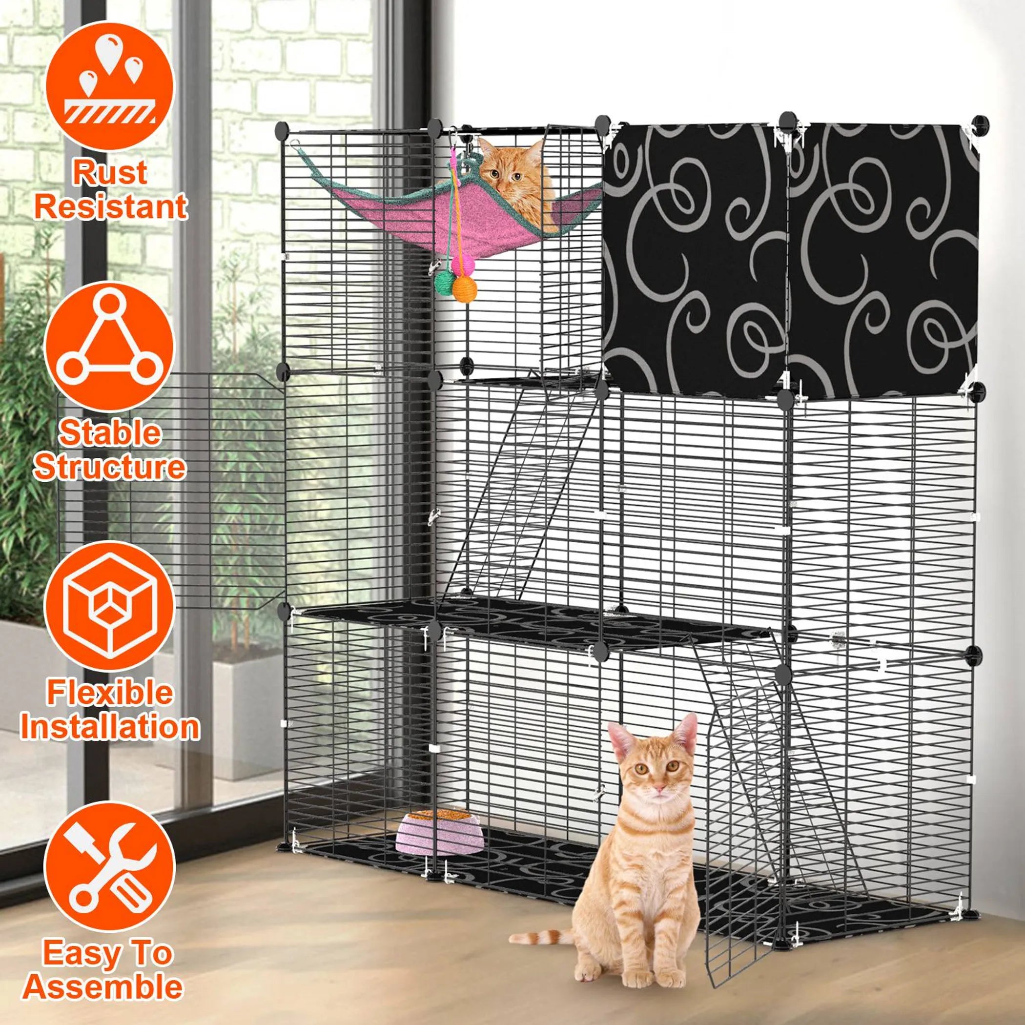 3-Tier Cat Cage Enclosure Indoor Cat Cage