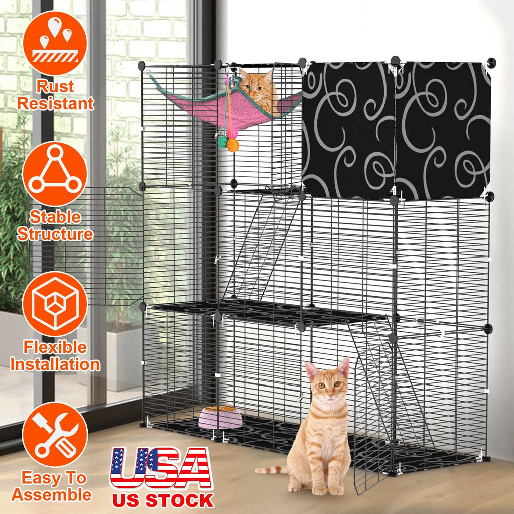 3-Tier Cat Cage Enclosure Indoor Cat Cage