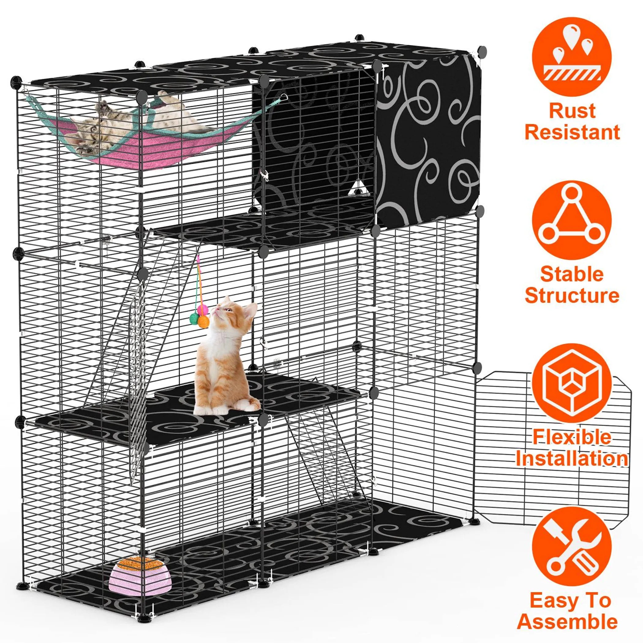 3-Tier Cat Cage Enclosure Indoor Cat Cage
