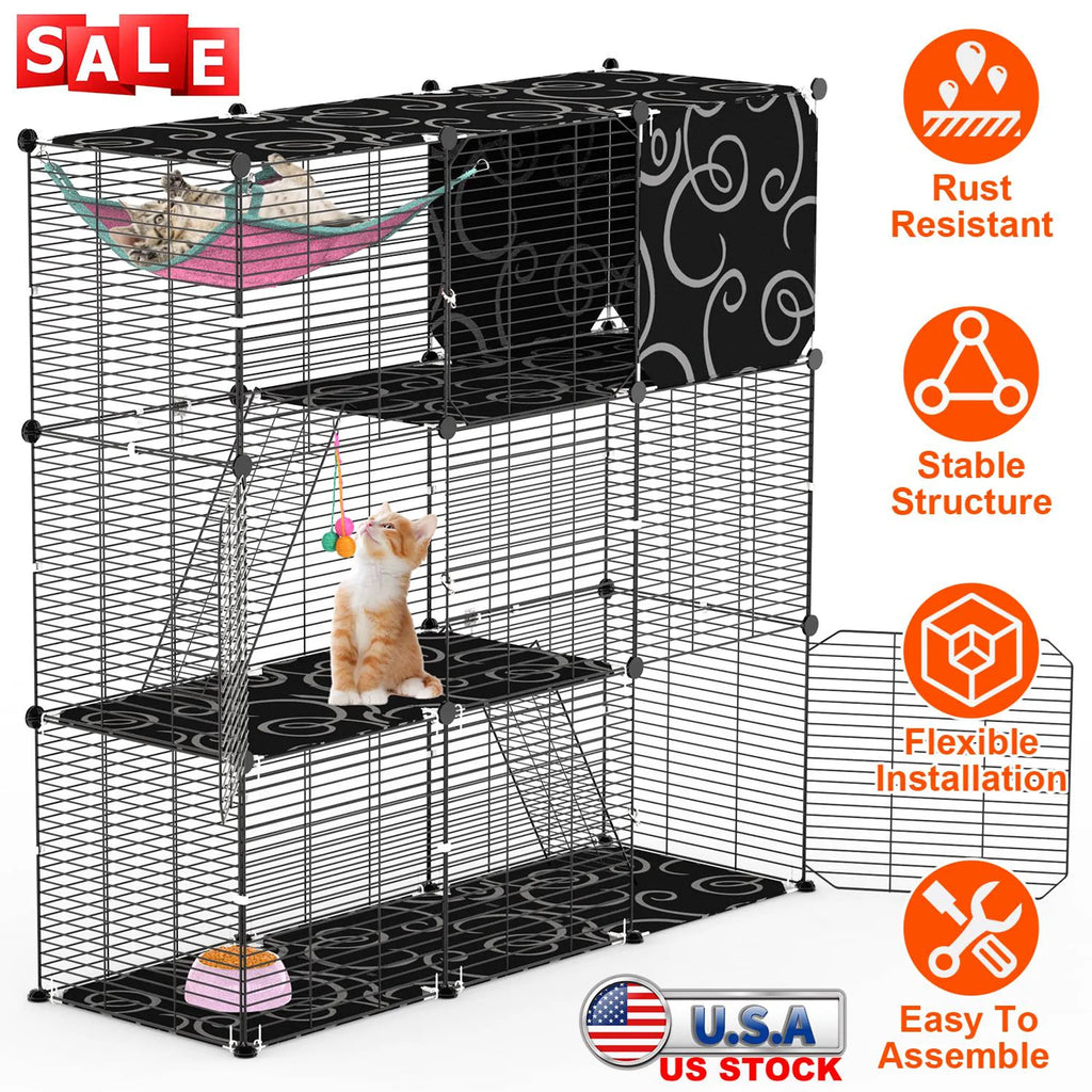 3-Tier Cat Cage Enclosure Indoor Cat Cage