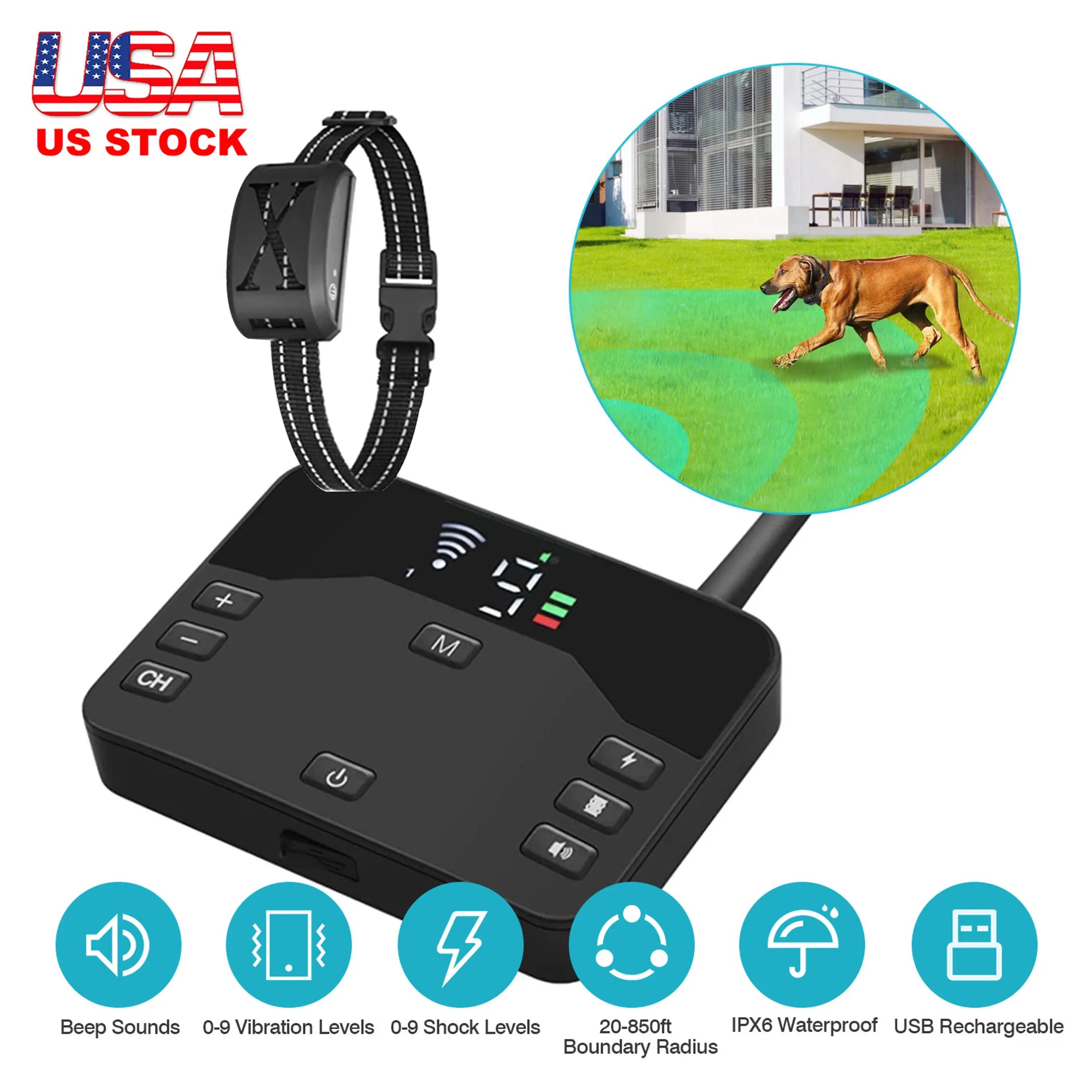 2 In 1 Wireless Electric Dog Fence Waterproof Pet